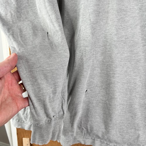 VINTAGE Abercrombie Fitch Shirt Mens Medium Gray Long Sleeve Distressed y2k Logo - Picture 4 of 10