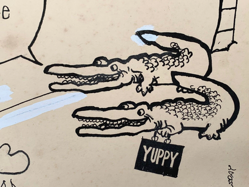 GARY HART 1984 ELECTION ORIGINAL POLITICAL CARTOON DRAWING YUPPY SWAMP NEWSDAY - Picture 10 of 22