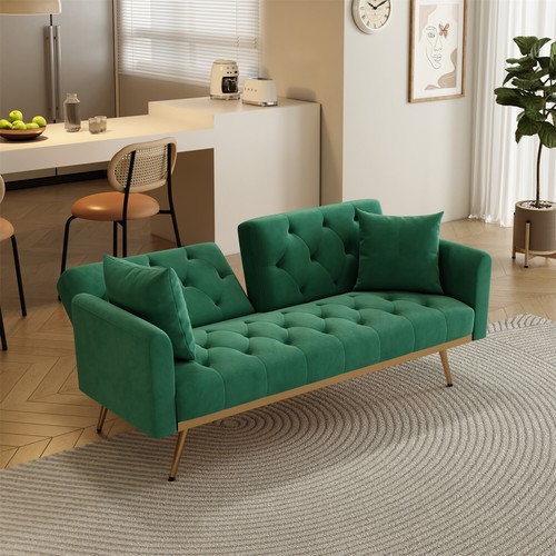 Convertible Sleeper Sofa Bed Velvet Loveseat 3 Seater Sofa Couch Folding Sofa - Picture 10 of 88