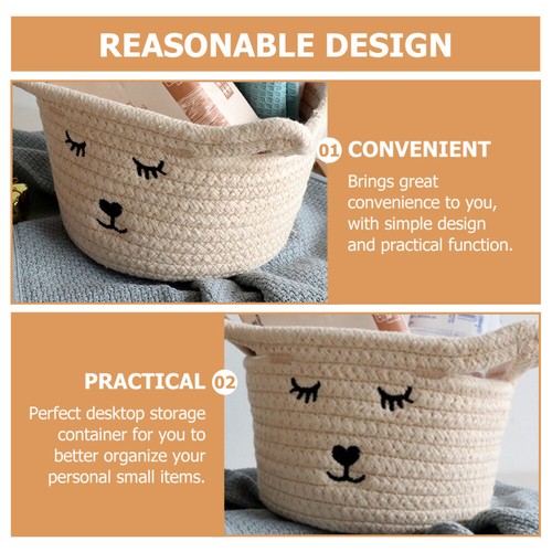 Cat Ear Storage vendu Basket Baby Woven with Handles Cotton Organizing