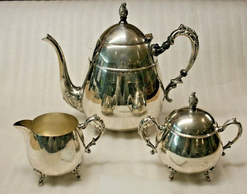 Vintage Sheridan Silver Co. Silver-plated Tea Pot Sugar Bowl/Lid and Creamer  - Picture 1 of 12