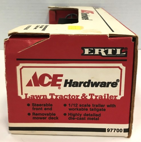 1991 Ertl: ACE HARDWARE - LAWN TRACTOR & TRAILER - 1/12 Scale - #4987 New in Box - Picture 5 of 7