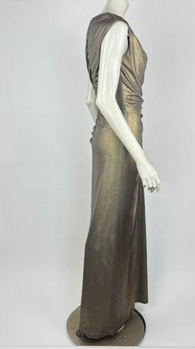 Tadashi Shoji Metallic Jersey drapiertes Kleid Damen XS EU $ 585 ärmellos gerafft - Bild 10 von 13