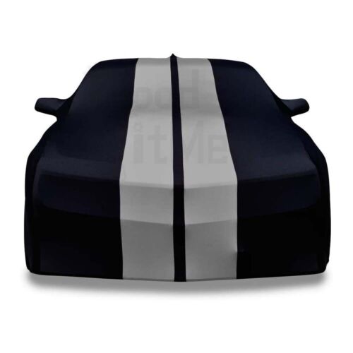 For Ford Mustang 2010-2021 Black + Gray Line Satin Stretch Car Cover Dust Proof - Picture 5 of 9