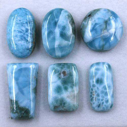 6 piezas piedras preciosas naturales dominicanas larimar alta calidad 17-22 mm cabujón sin tratar
