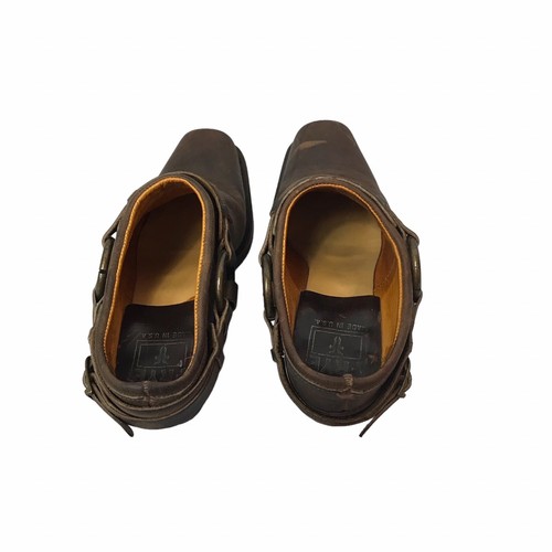 FRYE Belted Harness Brown Leather Mules Made in USA Womens Size US 7.5 - Picture 9 of 16