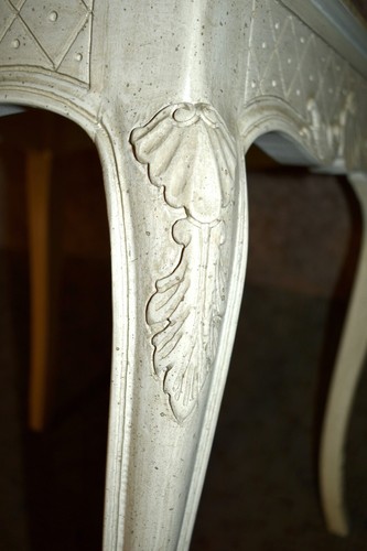 Carved French Provincial Style Table w/Faux Marble Top - Picture 10 of 13