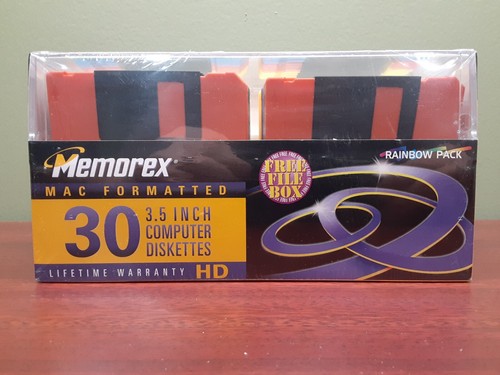 Memorex HD Rainbow Disks Diskettes 3.5" MAC Formatted 30 Pack Case Sealed - Picture 1 of 6