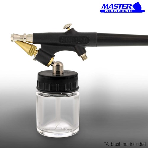 10 bottiglie barattolo di vetro per aerografo 3/4 oz adattatore 60° montaggio coperchio azione singola - Foto 5 di 5
