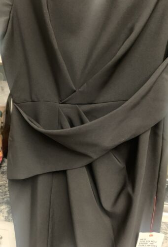 ASOS Little Black Dress Knit Short Sleeve Pleated Sheath Slit Zip Up Size 8 NWT - Picture 8 of 9