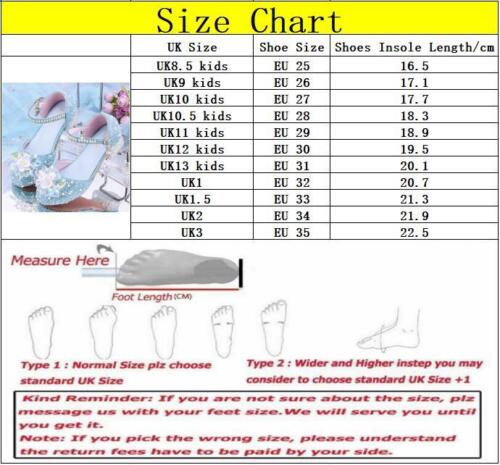 Kids Girls Elsa Pearl Elegant Princess Shoes Sequin Rhinestone Low Heel Shoes UK - Picture 3 of 23
