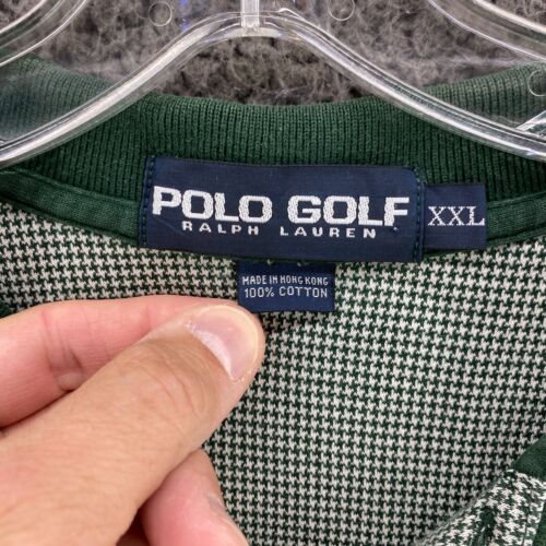 VTG Polo Golf Ralph Lauren Green/White Checker 100% cotton Men's XXL Polo Shirt - Picture 3 of 11