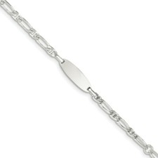 .925 Sterling Silver Polished Engraveable Oval Plate Childrens ID Bracelet 6"