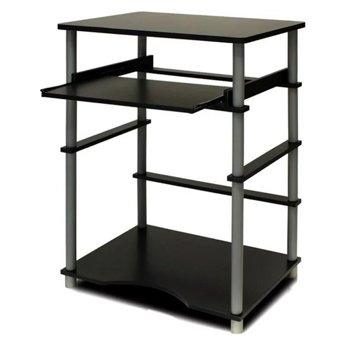 Student Computer Compact Desk Brown/Black Keyboard Tray Shelf Dorm Bedroom New - Picture 2 of 2