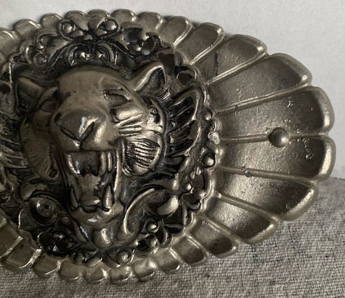 VTG Oversized Kandell Marcus NY Silver Lion Head Belt Buckle 5.5” X 3.25” X 1” - Picture 4 of 8