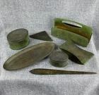 Heintz Art Metal Shop Bronze Desk Set Accessories No. 1007 Verde Patina