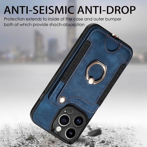 For iPhone 16 Pro Max 15 14 13 12 Magnetic Leather Wallet Case Ring Stand Cover - Bild 45 von 52