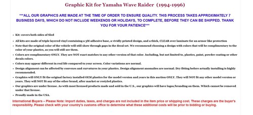Calcomanías adhesivas gráficas para moto acuática para Yamaha Wave Raider 1994-1996 ROS - Imagen 3 de 3