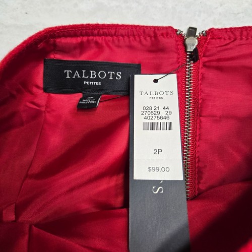 Talbots Petites Rock rot Größe 2P komplett gefüttert Wollmischung Reißverschluss hinten Taschen Büro - Bild 3 von 13