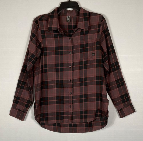 Fox Racing Flannel Shirt Mens Small Brown Black Plaid Button Up Long Sleeves NWT - Picture 1 of 8