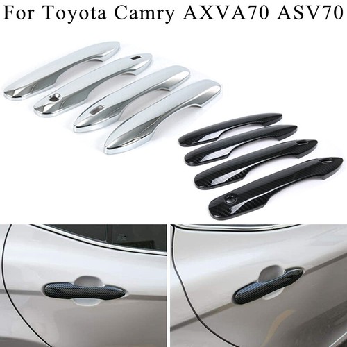 Chrome/ABS Carbon For Toyota Camry 2017-21 Smart Door Handle Cover Trim Sticker - Picture 1 of 20