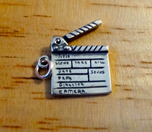 Sterling Silber 3D 16x13mm Beweglich Film TV Schindel Charm - Bild 3 von 4