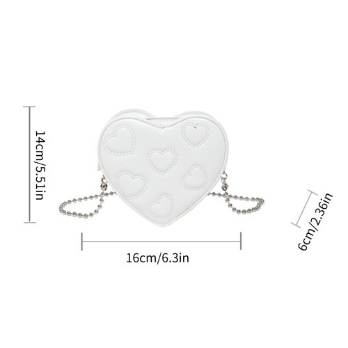 Trendy Love Heart Design Chain Strap Handbag Casual Daily Use PU Shoulder Purse - Picture 8 of 13