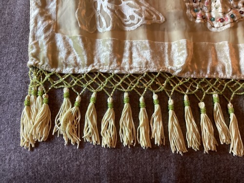 Vintage pale green Butterfly Print Sequin Wrap Scarf one size - Picture 6 of 7