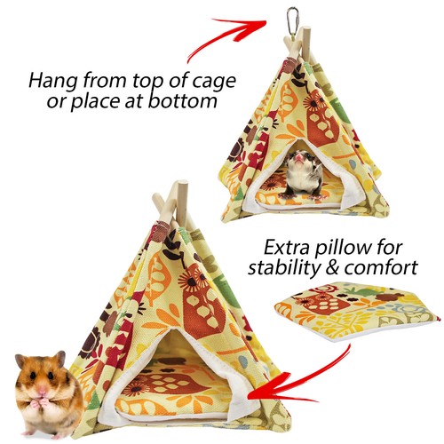 Tienda tipi (pequeña) - Cama acogedora - Planeador de azúcar, hámster, degu, chinchilla, ratón - Imagen 5 de 8
