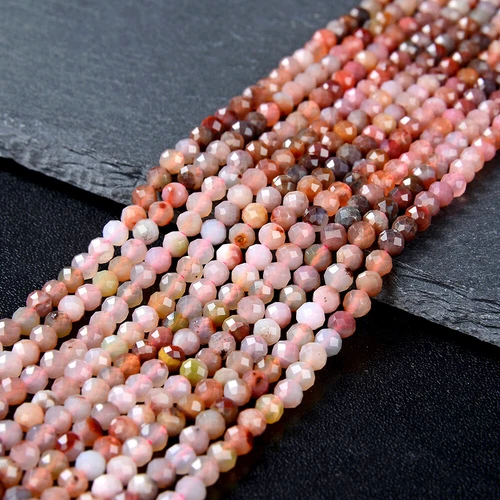 4 mm agata corniola del Mozambico AAA micro sfaccettata rotonda 15,5 pollici (80009383-P29) - Foto 3 di 3