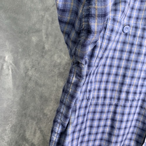 Camicia uomo Patagonia cotone biologico blu a quadri M manica lunga con bottoni - Foto 5 di 14
