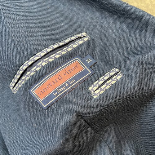 Vineyard Vines Blazer Mens XL Blue Linen Cotton Unstructured Jacket Three Button - Picture 9 of 16