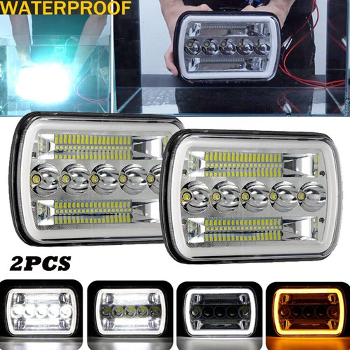 For Ford F-250 F-150 F-550 Super Duty 7x6 LED Headlights Rectangle DRL Sealed - Picture 1 of 12