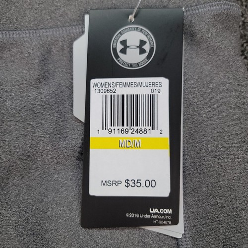 Under Armour Tech Capri Womens Medium Gray Compression Leggings UA HeatGear Gym - Picture 4 of 11