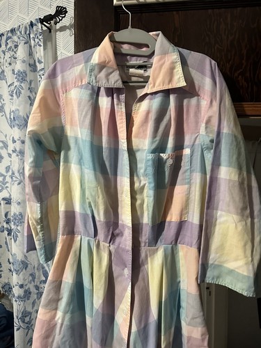Vintage 80er Aquarell Pastell Karo Sonnenschein Sternenglanz Landhaus Landhaus Sommerkleid - Bild 5 von 7