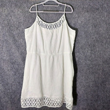 Old Navy Dress 2Xl  Coastal Crepe Crinkle Crochet White Festival Boho feminine