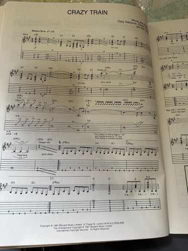 Ozzy Osbourne Randy Rhoads Tribute Guitar Vocal Sheet Music - Bild 10 von 13