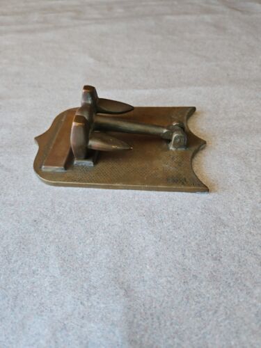 Fermacarte vintage ufficiale marina bronzo ancoraggio porta battente scrivania espositore G3 - Foto 7 di 11