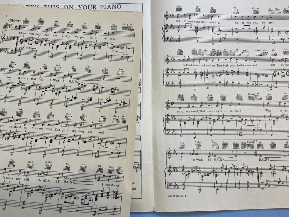 1937, Was It Rain, The Hit Parade, partituras vintage Foto 4 de 4