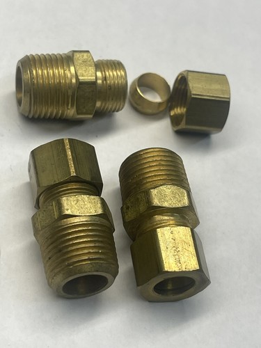 3 PC 3/8" OD x 3/8" Male NPT Connector Brass Compression Fitting for 3/8" OD - Picture 1 of 6