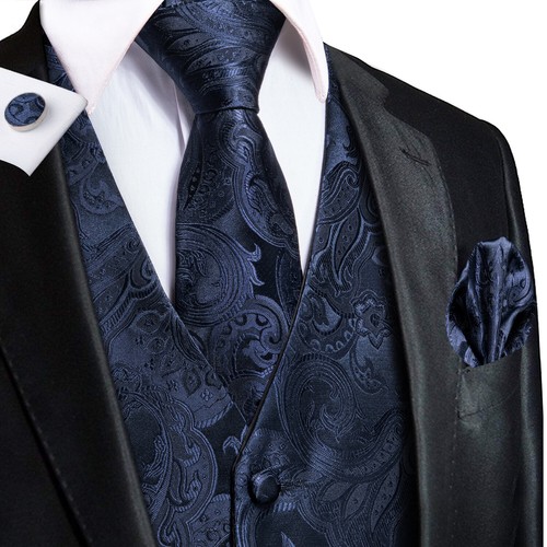 NEW Men's Paisley Design Dress Vest and Neck Tie Hankie Set For Suit or Tuxedo - Bild 111 von 129