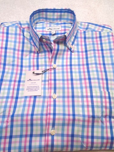 Peter Millar Crown Soft Cotton Silk Multi-Color Check Sport Shirt NWT Small $149 - Picture 7 of 8