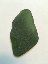 Genuine surf tumbled sea glass jewelry pendant Dark green chunky big Curved