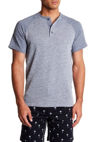 NEW SOVEREIGN CODE BLUE MARLED FLOW BUTTON HENLEY KNITTED RAGLAN T-SHIRT SIZE S - Picture 1 of 4