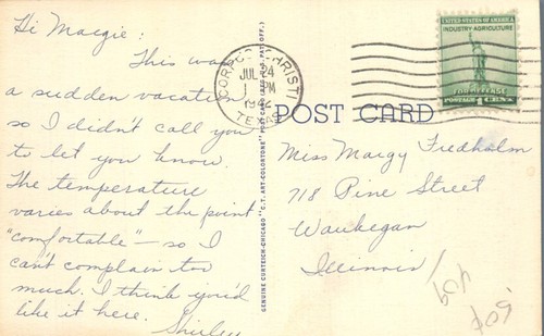 Postal de 1941 Yacht Basin Corpus Christi Texas vista aérea - Imagen 2 de 2