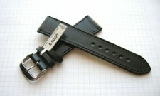 FLUCO Shell Cordovan Black Pferdelederuhrband 22 mm Kompatibel mit flachen Uhren