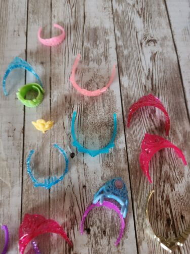 Barbie Disney Tiara Crowns Lot Elsa Tangled Gold Pink Sparkly Green Doll Size - Picture 2 of 10