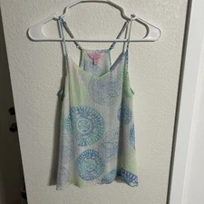 Lilly Pulitzer Silk Beachy Racerback Lined Tank Top Adjustable Spaghetti StrapXS