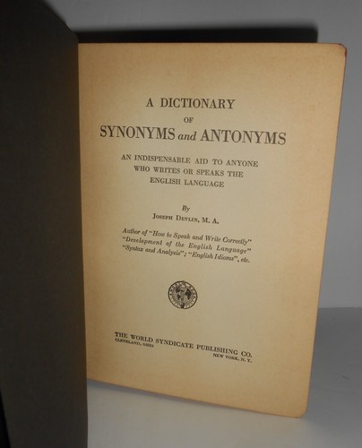 A Dictionary of Synonyms and Antonyms - Hard Cover Book, 1937 - Picture 3 of 4