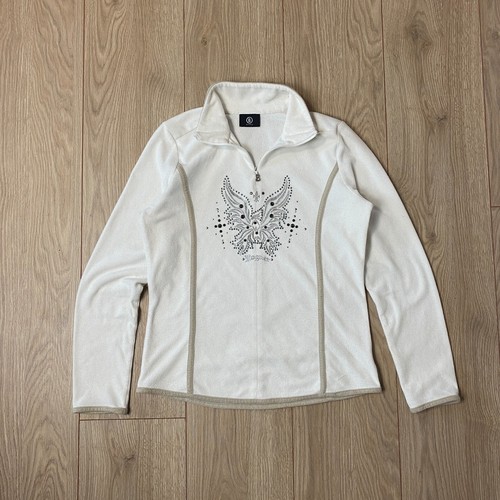 Bogner 1/4 Zip Damen Fleece Pullover Jacke Weiß Größe EU38 US8